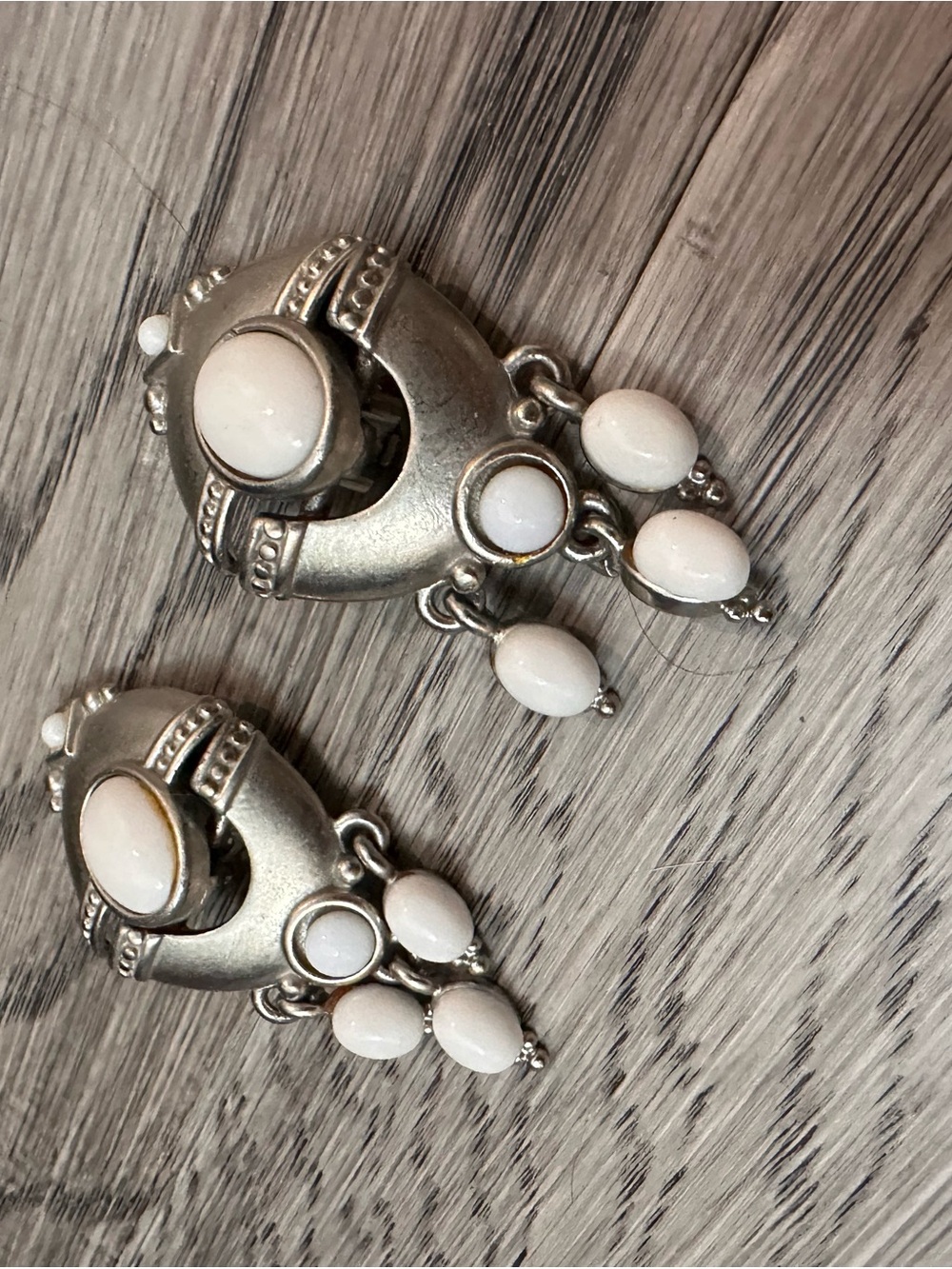 Sterling Silver-Tone White Drop Earrings - Women Jewelry
